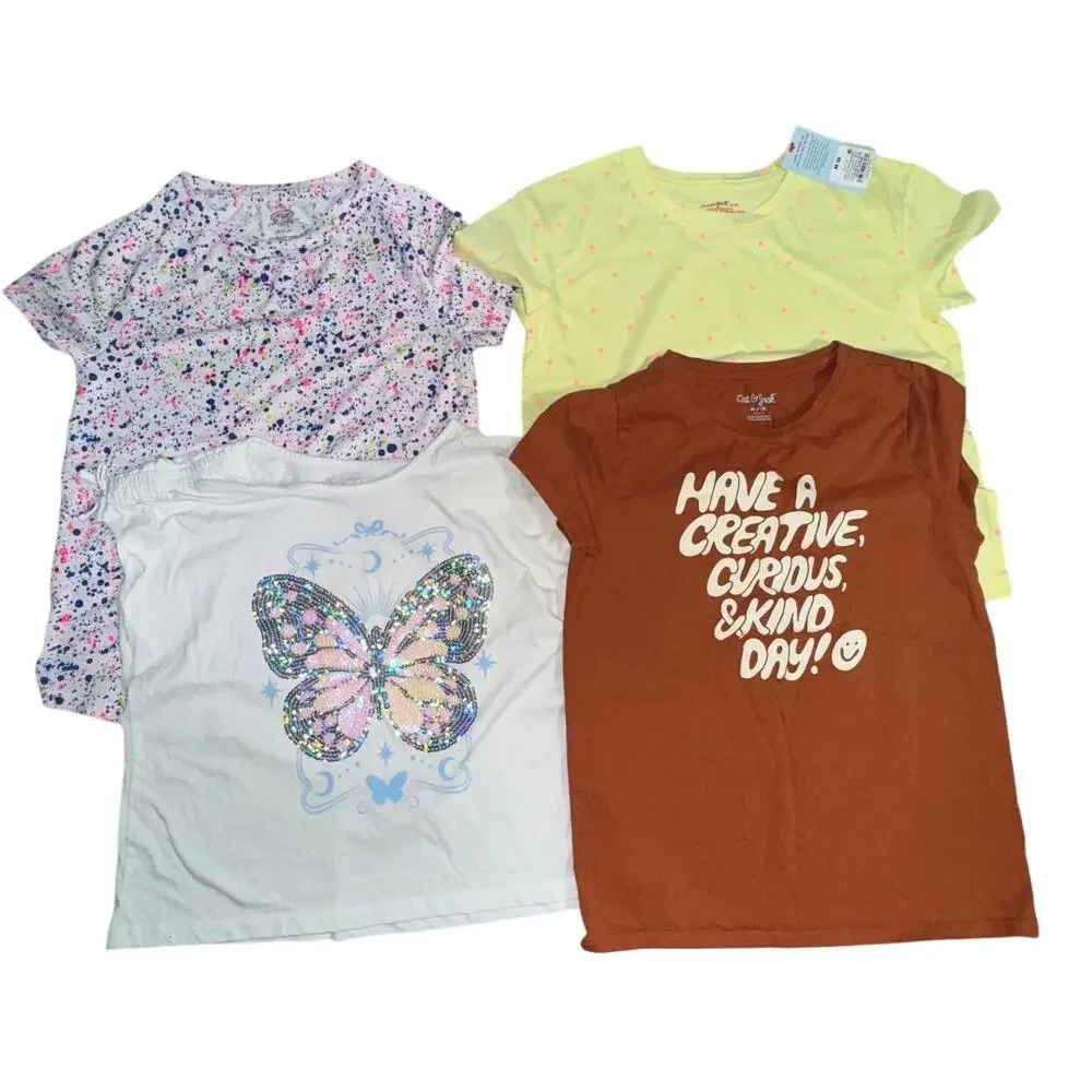 Lot of 4 Girl M‎ 7/8 Top Short Sleeve Casual Everday Variety Brands